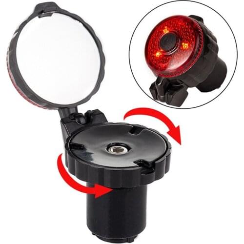 Bicycle Rearview Mirrors 360° Adjustable Bike Handlebar Mirror Blast-Resistant Glass Lens Safe Bike Mirror with Warning Light