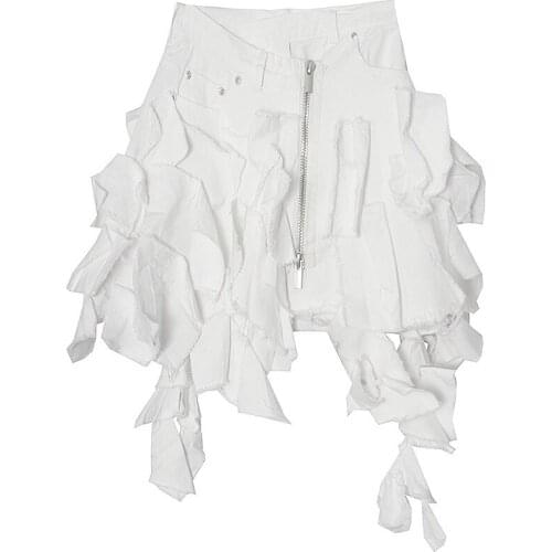 SeeBeautiful Irregular Multi-layer Spliced A-line Half-body Skirt Women Lace Up Zipper Summer Autumn 2021 New Fashion Tide W955