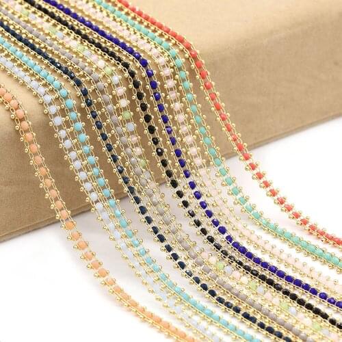 1Meter Gold Color Necklace Chain Crystal Bead Copper Chain for Jewelry Making Findings DIY Necklace Bracelet Supplies