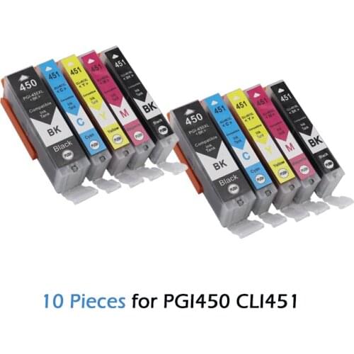 10pcs PGI 450 CLI 451 Compatible ink cartridges For canon PIXMA MG5440 MG5540 MG6440 IX6540 IX6840 Ip7240 MX924 printer PGI450