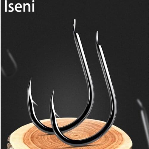 100pcs/lot Iseni 1-15# size fishhook set High Carbon Crude Steel black Barbed carp fishing hook set hard hooks fish tackle Tool