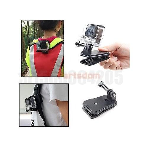 2 in 1 Gopro 360 Rotary Backpack Hat Mounts Clip Fast Clamp Mount for GoPro Hero 2 3 3