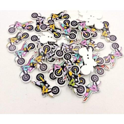 2020 Fashion 50 Pcs Cartoon Motorcycle Wooden Button DIY Fabric Needlework Button Sewing Craft Decor Tools