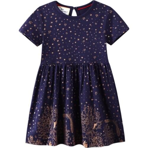 2021 Summer Dark Blue Princess Dress Costume For Baby Girl Birthday Party Clothes Dresses WIth Plenty Of Stars