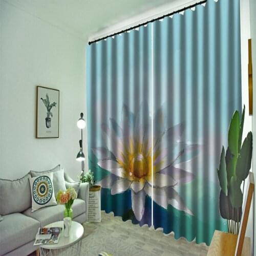 3d curtains new window balcony thickened windshield blackout curtains blue background white flower 3d curtains