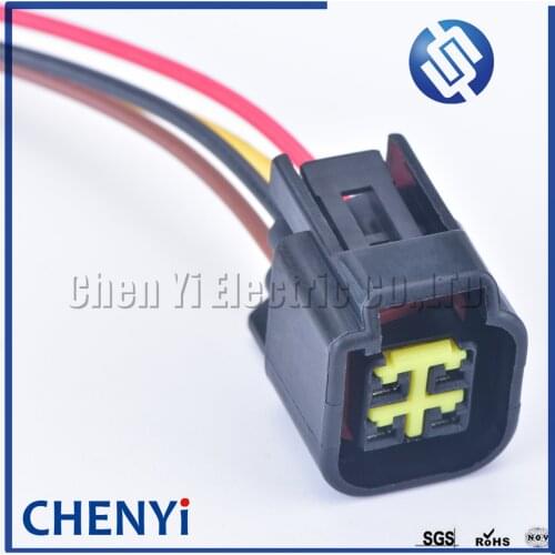 4 Pin FWY-C-4F-B Auto Connector Waterproof PCB Electrical Wiring Socket 12444-5504-2 Ignition Coil Plug For Ford with 18AWG wire