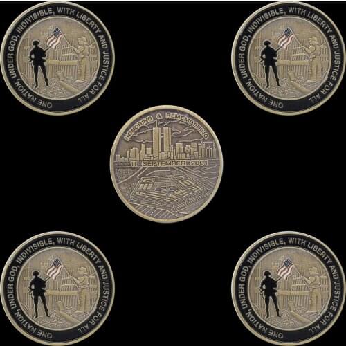 5PCS USA September 11 attacks Honoring Remembering Souvenir Token Challenge Coin USA