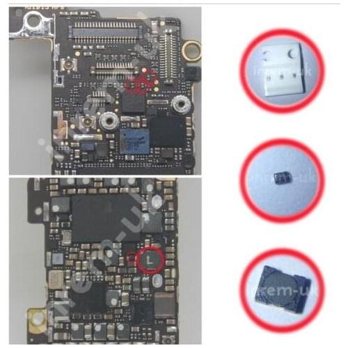 50sets/lot For iPhone 5 5G backlight diode D1 backligth coil L3 "L" FL24 FL25 FL26 backlight fuse filter