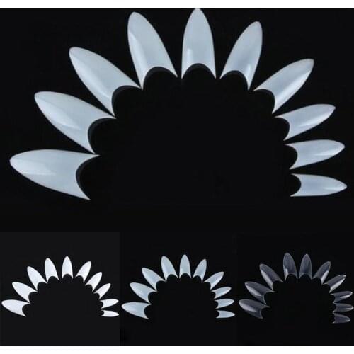 500pcs Half Cover False Nails Stiletto Fake Nail Artificial Nail Art Tips Finger Salon DIY Practice Clear