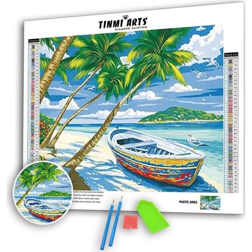5D Diamond Painting Seaside Full Round AB Drills Kits DIY Mosaic Cross Stitch Pattern Landscape Handmade Embroidery Wall Decor