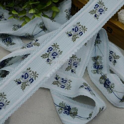Zakka handmade accessories DIY lace ribbon polyester woven Jacquard Ribbon with Ethnic Embroidery Ribbon 4cm 22yards/lot flower