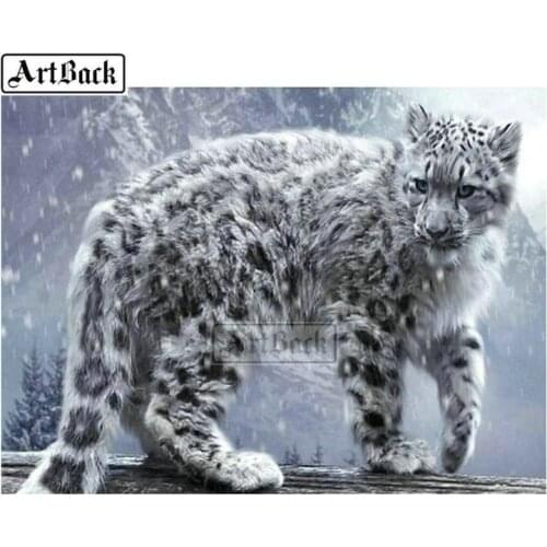 Full square / round drill 5D diamond painting big cat snow icon diy diamond embroidery tiger 3D mosaic home decoration animal