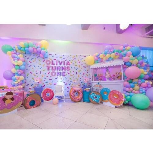 Baby shower Donuts themed 1st first birthday party background photography backdrop candy table banner customize poster B928