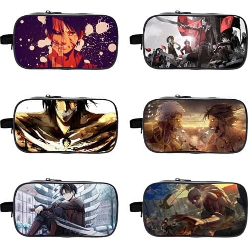 Attack On Titan Pencil Case Cartoon Print Student Creative Pencil Case Personalized Stationery Bag Cute Boy Girl School Supplies