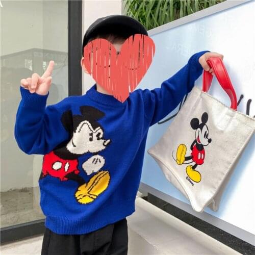 Disney Boys Girls Sweater Mickey Mouse Clothes Thick Soft Waxy Warm Childrens Sweatshirt Winter Baby Tops 3-8Y