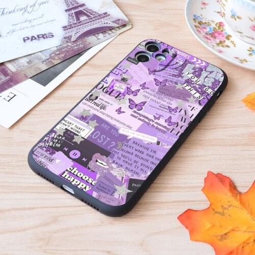For iPhone Purple Aesthetic Collage Print Soft Matt Apple iPhone Case