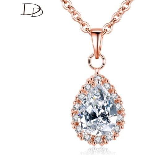DODO Kpop Water Drop Necklaces For Women Shining AAA Cubic Zirconia Fashion Jewelry Rose Gold Color Link Chain Choker Gifts N294