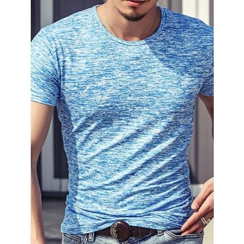 Mens T-shirt Slim Short Sleeve Micro-Elastic Summer Tshirt Young Fashion Man Tops 2021 New Fashion Tee Dating Casual Colthing