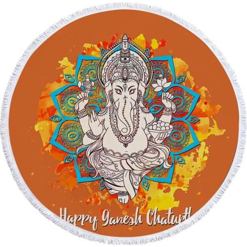 Ganesha Beach Towel for Adults Quick-Dry Orange Elephant Bath Towel Bathroom Nordic Wall Tapestry Yoga Carpet Portable Bathrobe