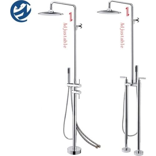 Chrome Outdoor Shower Faucet Bathroom Faucet Hot Cold Mixer Crane Bathtub Faucet Height Adjustable Russian Shower Faucet Tap