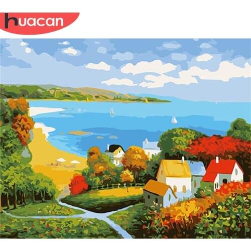 HUACAN DIY Pictures By Number House Kits Drawing On Canvas Painting By Numbers Landscape Hand Painted Picture Art Home Decor