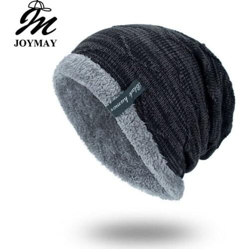 Joymay 2018 Winter Beanies Solid Color Hat Unisex Plain Warm Soft Skullies Knitting Cap Hats Touca Gorro Cap For Men Women WM059