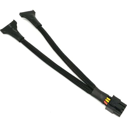 Angitu Black Sleeved Dual SATA 15Pin Male to PCI-E 6+2Pin Power Cable