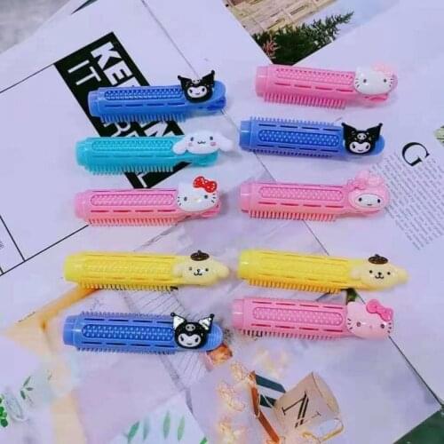 Kawaii Kuromi Sanrio Plush My Melody Cinnamoroll Hellow Kittys Cartoon Cute Hair Curler Anime Plush Toys For Girls Birthday Gift