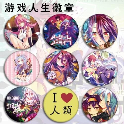 5.8cm Anime Collection Badge NO GAME NO LIFE Cartoon Figure Surrounding Costumes Badge