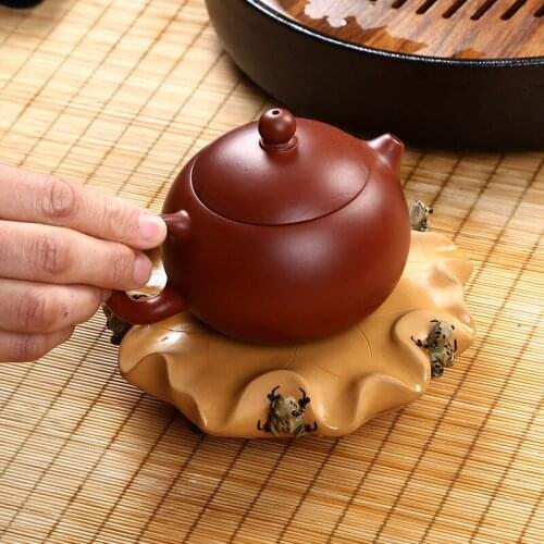 Creative Lotus Leaf Water Spray Frog Tea Pet Yixing Purple Clay Handmade Crafts Tea Set Play Tea Ceremony Accessories Home Decor