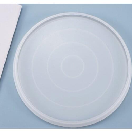 Crystal Epoxy Resin Mold Coaster Round Tray Mirror Plate Casting Silicone Mould F3MD