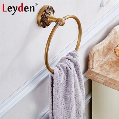 Leyden Retro Towel Rack Antique Brass/ Black Towel Rings Wall Mounted Copper Bathroom Ring Towel Holder Bathroom Accessories