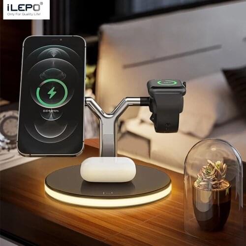 ILEPO 3 in 1 15W Magnetic Wireless Fast Charger For iPhone 12 Mini Pro Max/Apple Watch Charging Station For Airpods Pro