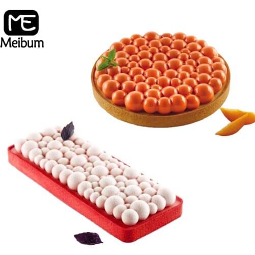 Meibum Rectangle Bubble Dessert Decorating Tools Silicone Cake Molds Mousse Pastry Baking Moulds Stainless Steel Tart Ring