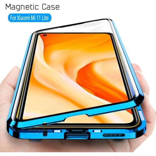 Metal Magnetic Case For Xiaomi mi 11 lite mi11 ultra pro mi11ultra mi11lite 4g /5g light Double Sided Tempered Glass Case