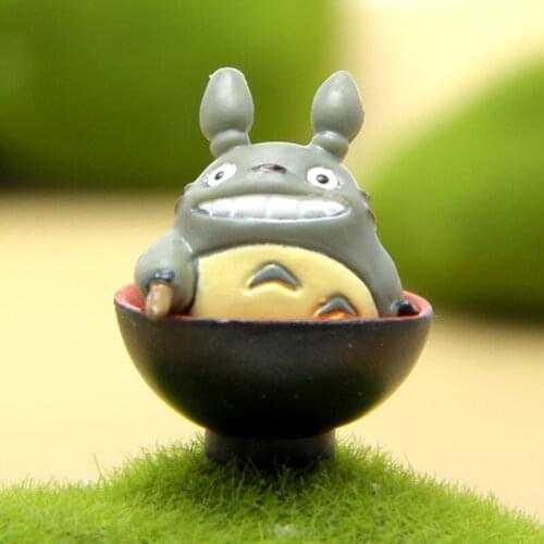 Miniature Totoro Standing On Bowl Mini Animal Craft Micro Landscaping Decor Home Landschaft Decoration DIY Accessories