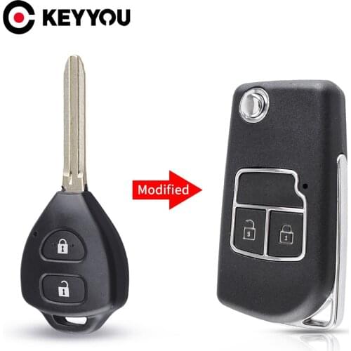 KEYYOU Modified 2/3 Buttons Remote Car Key Shell Folding Flip Key Case Cover For Toyota Camry Corolla Reiz RAV4 Auto Key