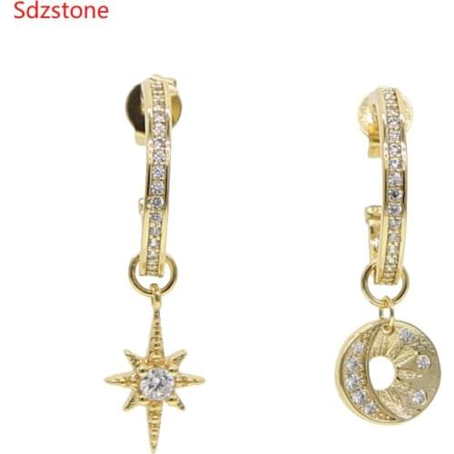 Fashion Style Star/Moon Asymmetric dangle Earrings Female 2019 Fashion Jewelry Ladies Party Earring Oorbellen Voor Vrouwen