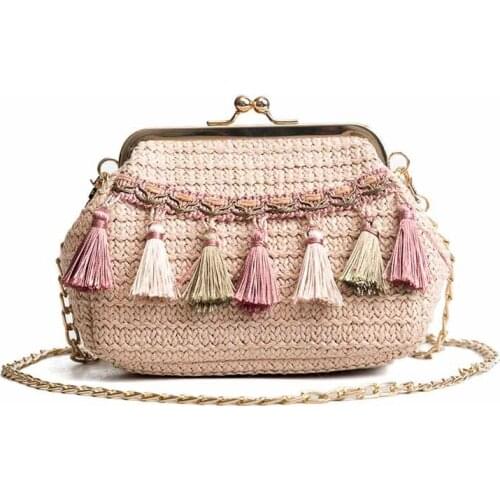 Fashion Women Tassel Straw Bags INS Popular Summer Female Travel Handbag Lady Casual Shoulder Bag Exquisite Crossbody SS3245