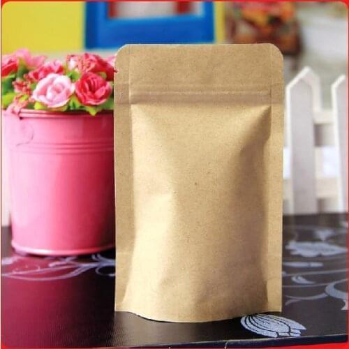 New 9x14 Kraft paper valve bag,dessert dried fruit Hermetic bag Stand Up Pouch Valve Ziplock Bag food drug Seal Bag