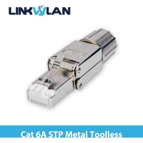 RJ45 8P8C Cat 6A Cat7 Field Connector Full Shielded Termination Plug Toolless Modular Plug for 23AWG Solid Installation Cables