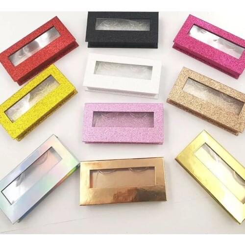 Luxury Makeup Mink False Eyelashes Empty Box Case Black Marble Pink Diamond Glitter Square Packaging Container Custom Label Logo