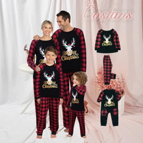 Father Mother Kids Baby Christmas Family Pajamas Set Family Sleepwear Toddler Baby Kids Girls Boys Christmas Deer Tops Pants new
