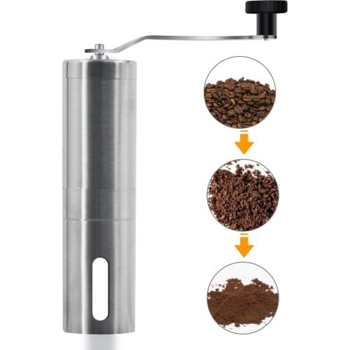 Manual Coffee Grinder Stainless Steel Hand Grinder Coffee with Mill Conical Ceramic Burr Mill for Office Home Traveling Campin