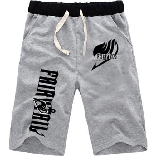 Fashion Anime Fairy Tail Casual Shorts Men Beach Shorts Print Sweatpants Cotton Short Pants Fitness Knee Trousers