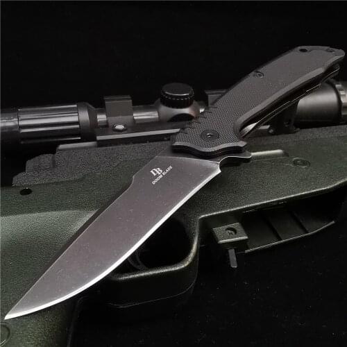 DOOM BLADE Folding Knife, Hunting Knife, D2 Knife, High-quality Stainless Steel Blade, Black G10 Handle, Sharp and Durable