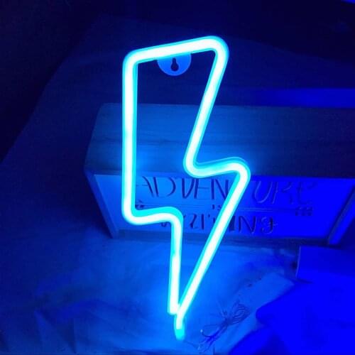 LED Neon Lamp Lightning/Heart Shaped Sign Neon Letters Light USB Battery dual-use Home Decorative Wall Light Party Room Lighting