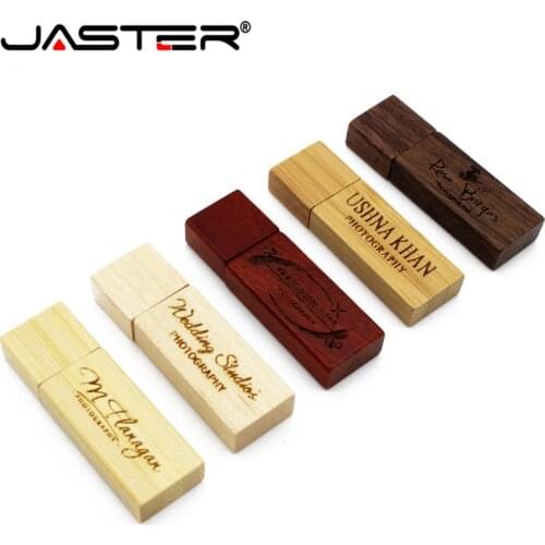 JASTER Hot Selling Wooden Bamboo USB Pen Drives Wood Chip Pendrive 4GB 16GB 32GB 64GB Memory Stick U Disk Gift free custom logo