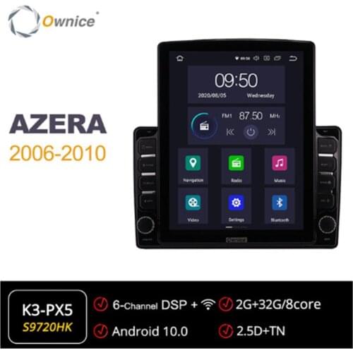 Nano Vertical Ownice Android 10.0 Car Radio 2 din forHyundai AZERA 2006 - 2010 Car Auto Audio Video System Unit SPDIF 4G LTE