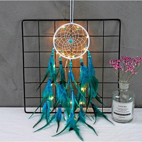 Dreamcatcher Decorations Wind Chimes Garden Gift Living Room Affordable Useful Interesting Iron Ring + Feather Universal Blue